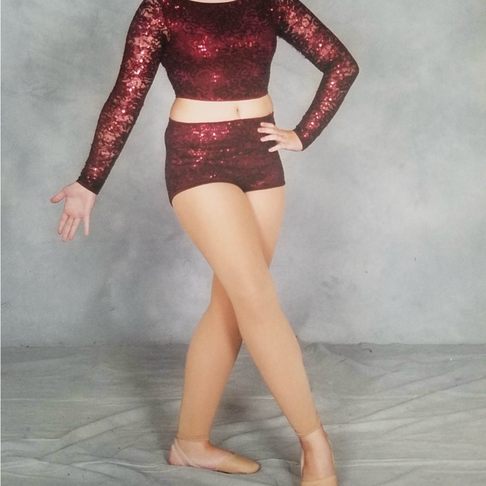 Sequin Burgundy Dance Set